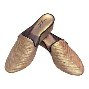 Homers Quilted Artisan Bronze Metallic Leather Mule Slides Quiet Lux | Sz 38